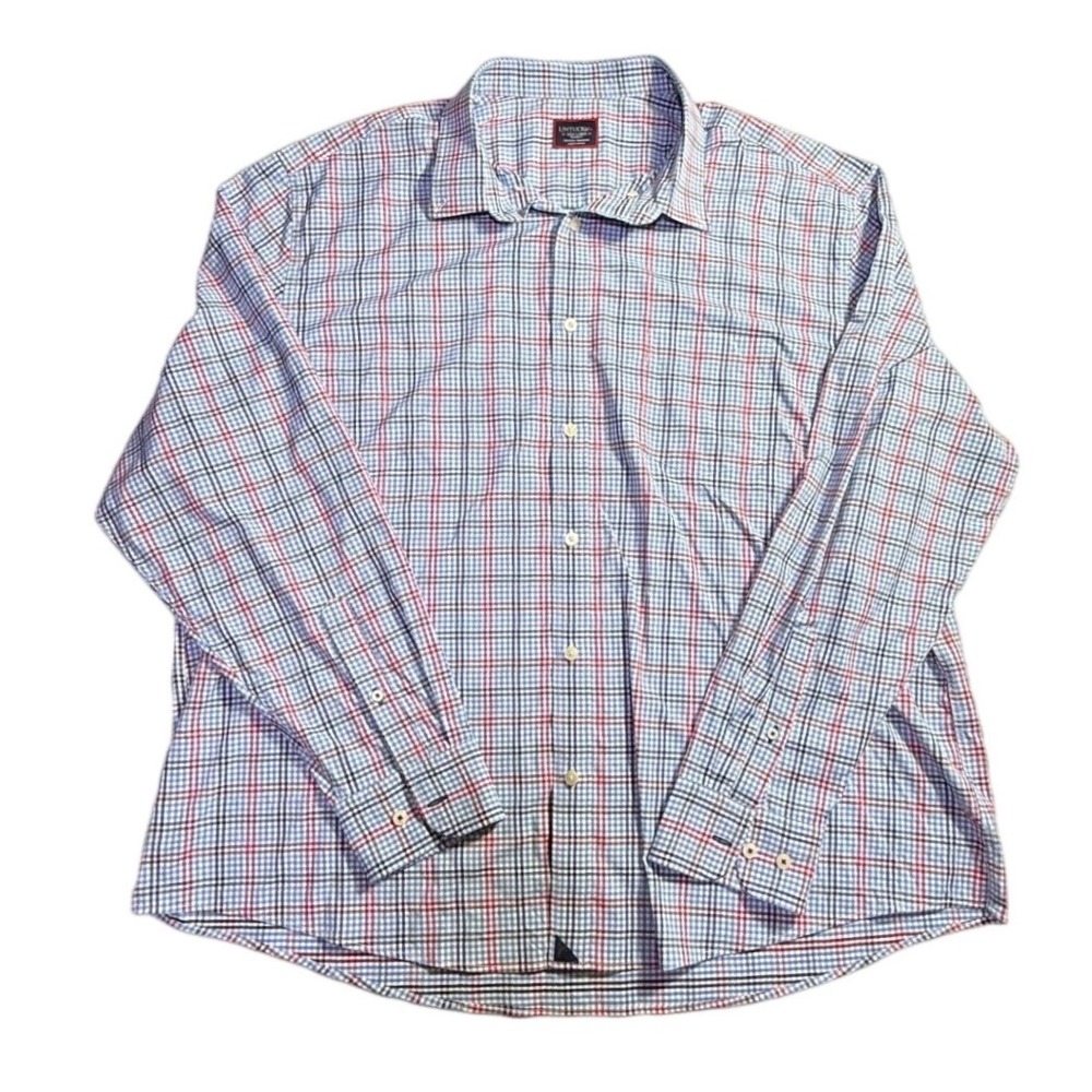 UNTUCKit Relaxed Fit Performance Check Button Down Shirt Mens XXXL Blue Red-
